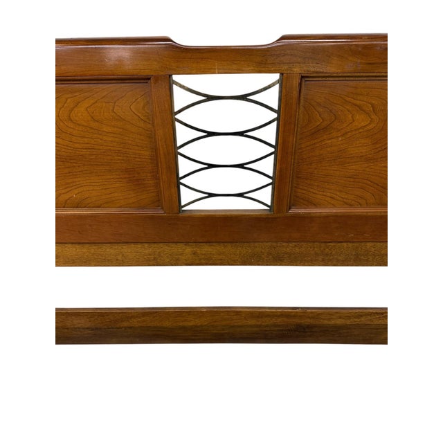1970s Vintage Italian Cherry Wood King Size Headboard For Sale - Image 5 of 7