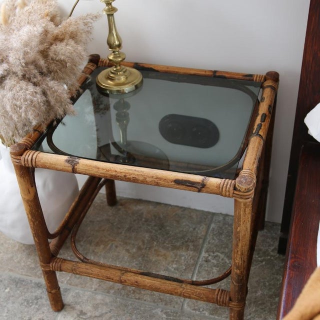 Vintage Bamboo and Rattan Side Table, 1970s For Sale - Image 6 of 9