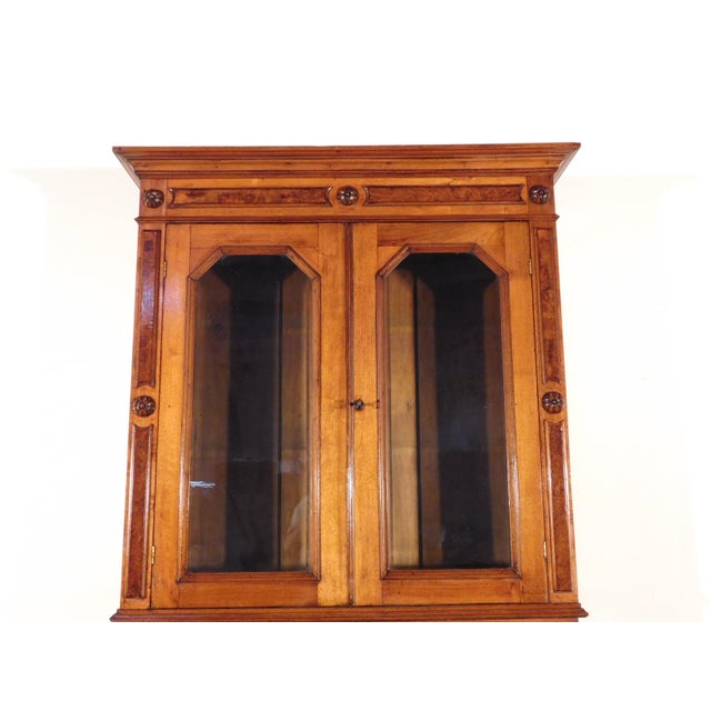 Antique 1880s Victorian Eastlake Burled Walnut Cylinder Secretary Bookcase Desk For Sale - Image 10 of 16