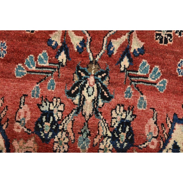 Malayer Runner 3’9” X 9’4” Red Wool Semi-Antique Traditional Hand-Knotted Rug For Sale - Image 4 of 15