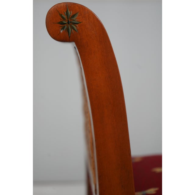 Brown Adams Paint Decorated Cane Side Window Bench For Sale - Image 8 of 14