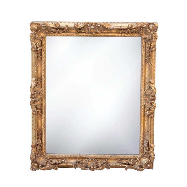 Neoclassical Empire Style Rectangular Mirror in Hand Carved Giltwood, 1970s For Sale - Image 6 of 6