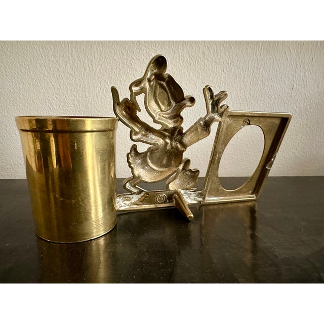 Vintage Donald Duck Pen Holder with Picture Frame in Brass, 1970s For Sale - Image 4 of 17