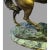 Stone Vintage Barye Attributed "Arab Worrier on Horse" Bronze Sculpture Marble Base 30'' High For Sale - Image 7 of 12