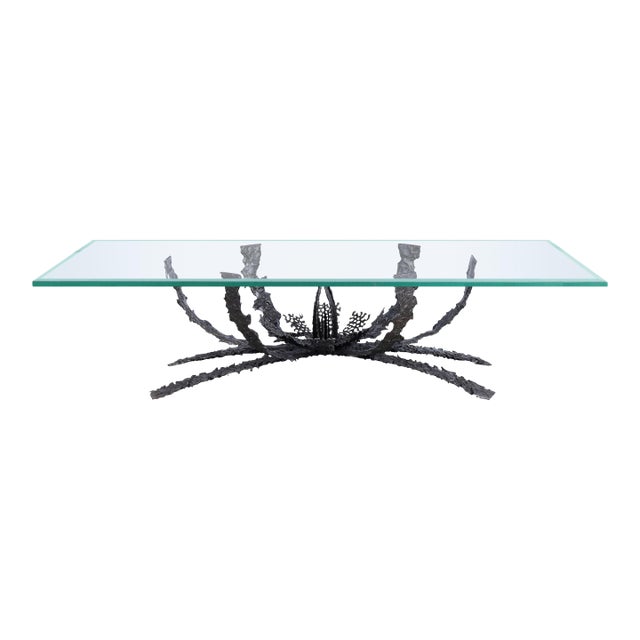 Mid-Century Modern Brutalist Bronze Coffee Table by Daniel Gluck For Sale