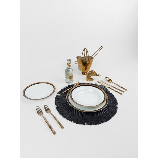 Black China Dinner Service attributed to Richard Ginori, 1980s, Set of 33 For Sale - Image 8 of 18