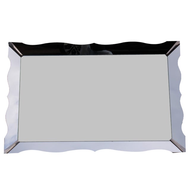 Large Vintage French Scalloped Mirror, 1960 For Sale