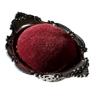 1900s Gorham Sterling Silver Victorian Pin Cushion With Rich Red Velvet