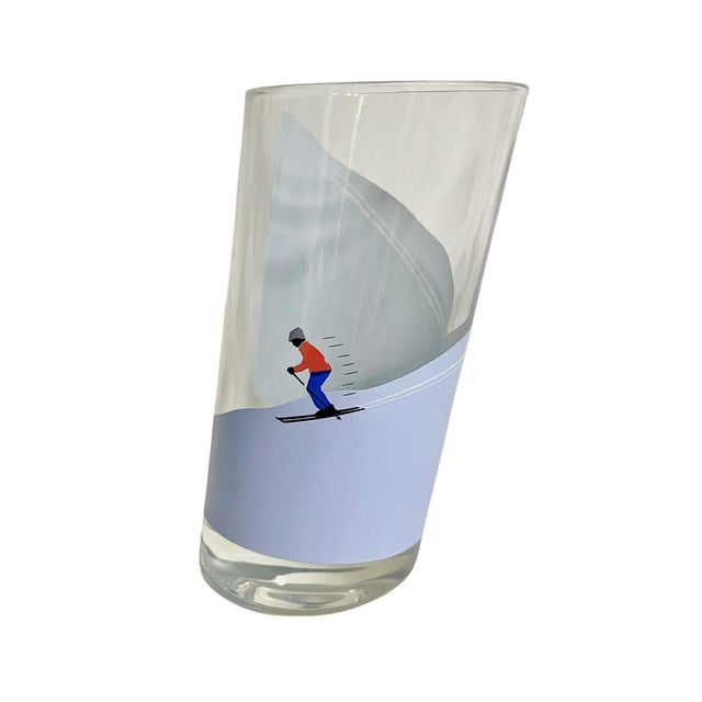 Contemporary Vintage Italian Alpine Skier Highball Cocktail Glasses – Set of 4 Mid-Century Winter Sports Tumblers For Sale - Image 3 of 7