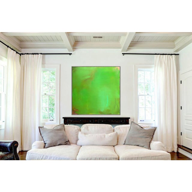 Bright Green Stunning Large "Morning Glory" by Trixie Pitts Abstract Expressionist Oil Painting For Sale - Image 8 of 12