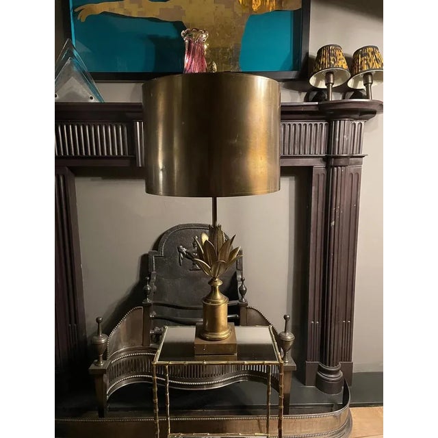 Lotus Table Lamp in Bronze from Maison Charles, 1970 For Sale - Image 9 of 10