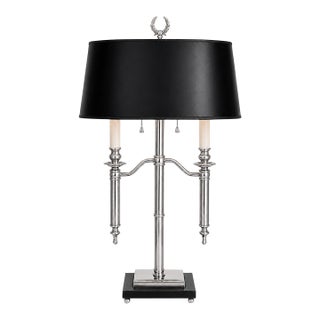 Empire Satin Nickel Plated Table Lamp For Sale