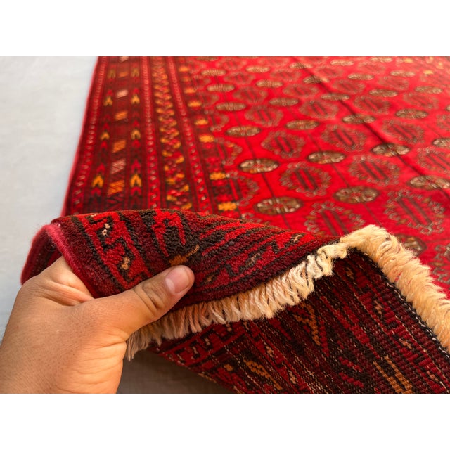 Vintage Afghan Ersari Turkmen Bokhara Gallery Rug - 8'4" X 4'3" For Sale - Image 11 of 13