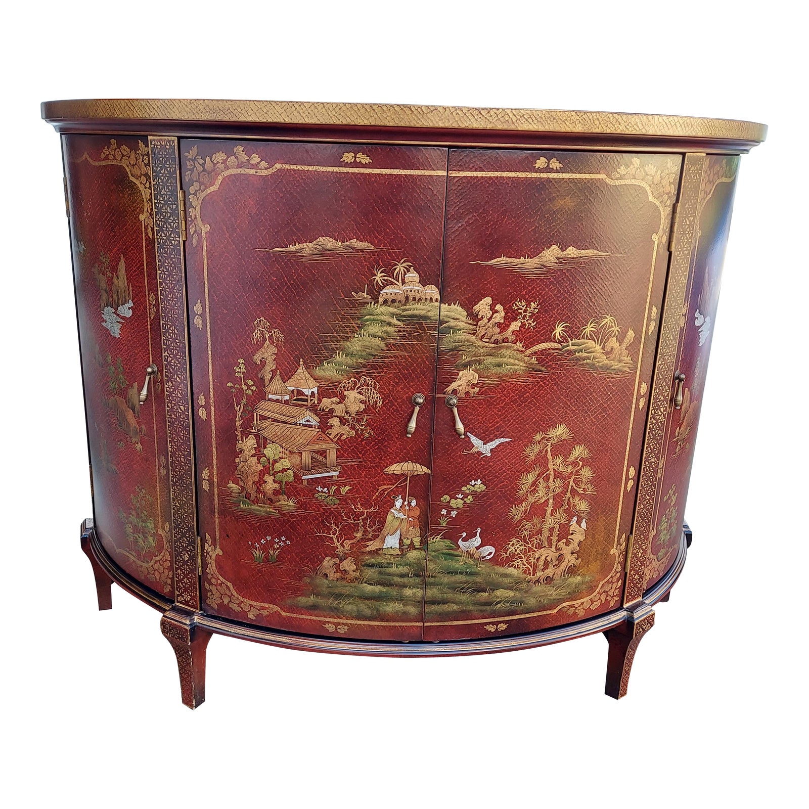1980s Vintage Decorative Crafts Inc. Chinoiserie Demilune