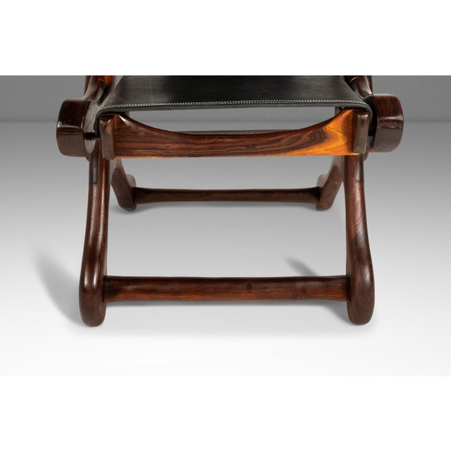 Rare Restored Mid-Century Modern "Sloucher" Sling Chair in Rosewood & Leather Attributed to Don S. Shoemaker for Señal Furniture, C. 1960s For Sale - Image 10 of 18