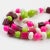 1950s Bakelite and Lucite Long Necklace White, Hot Pink, Apple Green Beads For Sale - Image 5 of 12