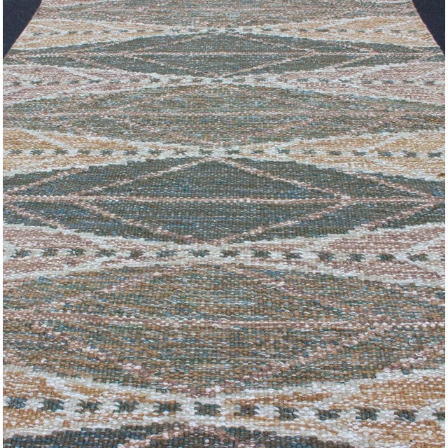 Keivan Woven Arts Scandinavian Flat-Weave Rug With Modern Design Brown and Green. Keivan Woven Arts /...
