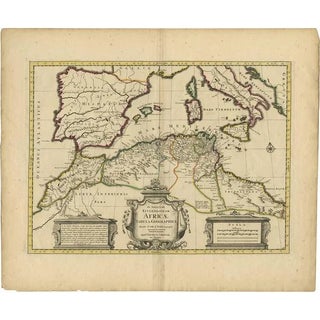 Antique Map of the Northern Coast of Africa and Southern Europe, 1745 For Sale