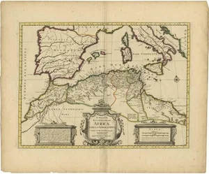 Antique Map of the Northern Coast of Africa and Southern Europe, 1745