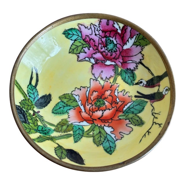 1980s Small Chinese Export Peony Flower Small Dish For Sale
