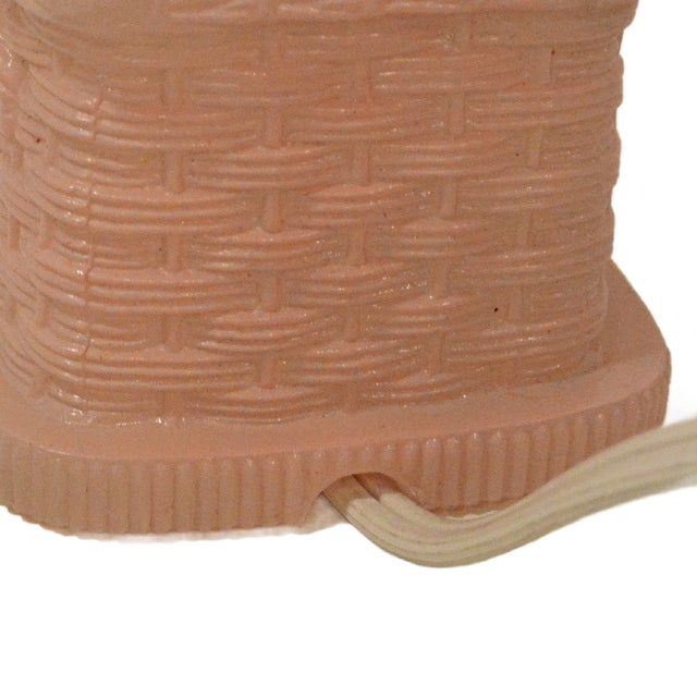 1930s Antique l.e. Smith Pink Satin Glass "Scottie Pups in a Basket" Boudoir Table Lamp For Sale In Jacksonville, FL - Image 6 of 9