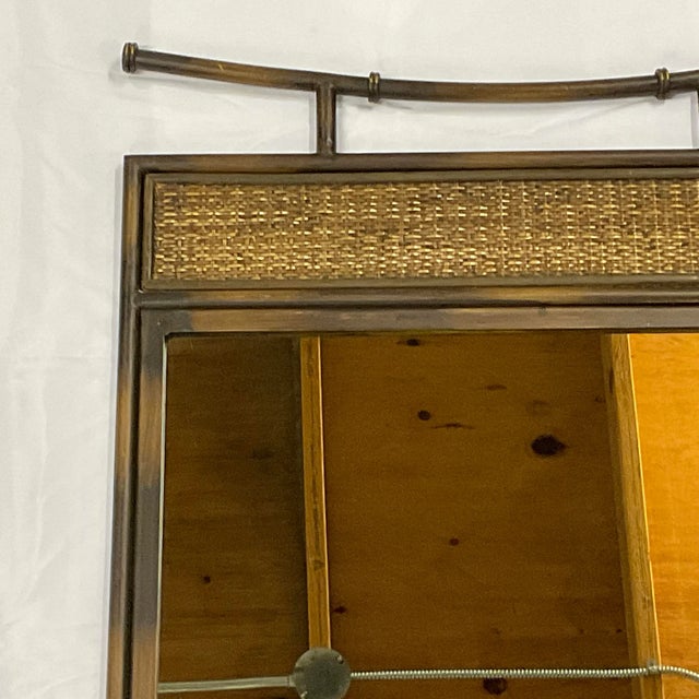 Chinoiserie 1980s Mid-Century Ming Style Chinoiserie Metal Faux Bamboo Wall Mirror For Sale - Image 3 of 10