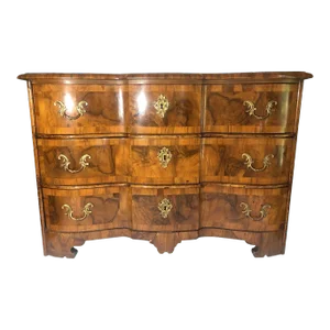 18th Century Austrian Rococo Walnut Inlaid Three-Drawer Chest