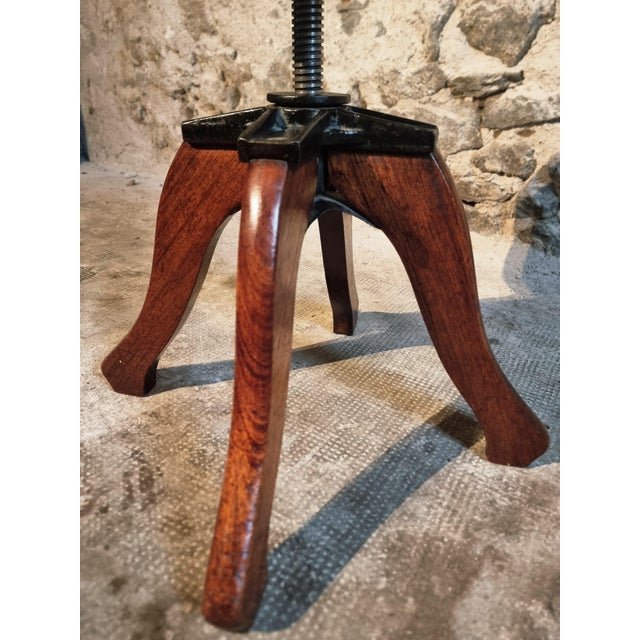 Wood Antique Adjustable Piano Stool in Mahogany, 1890s For Sale - Image 7 of 13