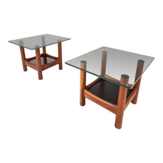 Set of Two (2) Tubular Glass-Top End Tables After Adrian Pearsall for Craft Associates, C. 1960s For Sale
