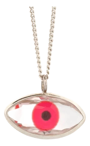 Red Evil Eye Pendant Positive Energy Sterling Silver Necklace