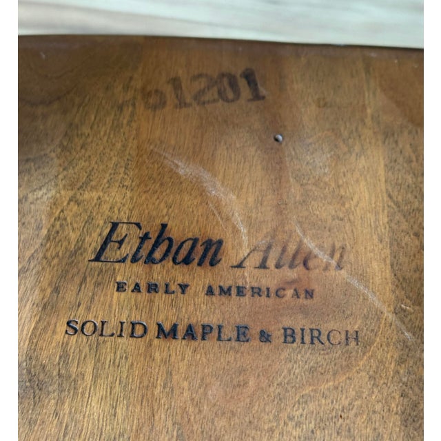 Vintage Ethan Allen American Carved Maple and Birch Colonial Arrowback Dining Chairs, Set of 4 For Sale - Image 10 of 10