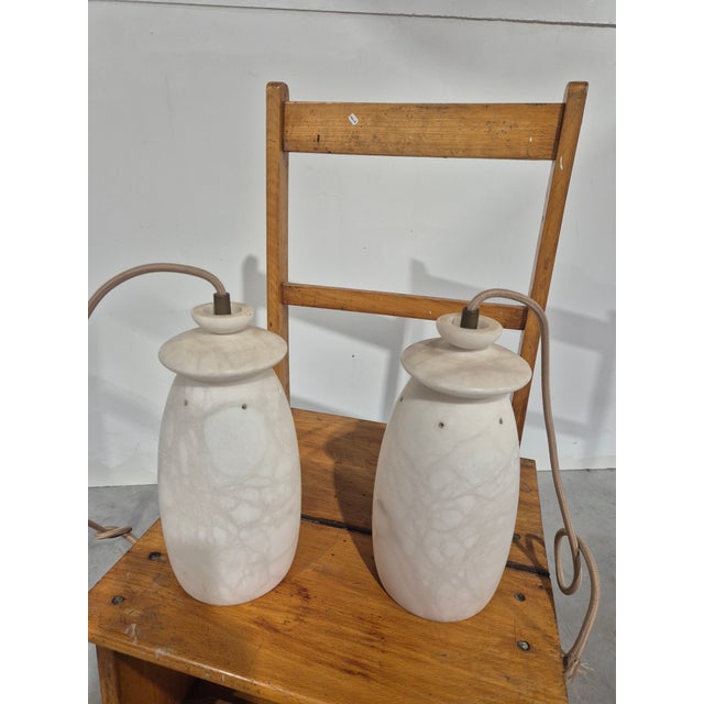 Vintage Alabaster Pendant Lamps, 1970s, Set of 2 For Sale - Image 9 of 12