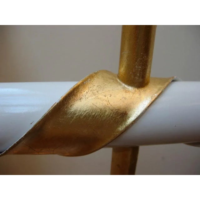 1950s Vintage Italian Venetian Gilded & White Lacquered Swivel Standing Vanity Mirror or Sculpture Signed 50's For Sale - Image 5 of 10