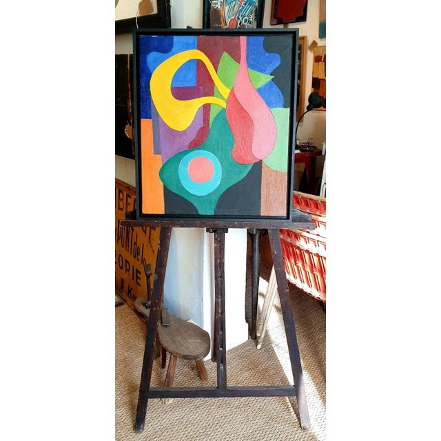 Black Late 20th Century Abstract Oil Painting on Canvas "Flowers", by Yuri Vassilievich Titov, Framed For Sale - Image 8 of 12