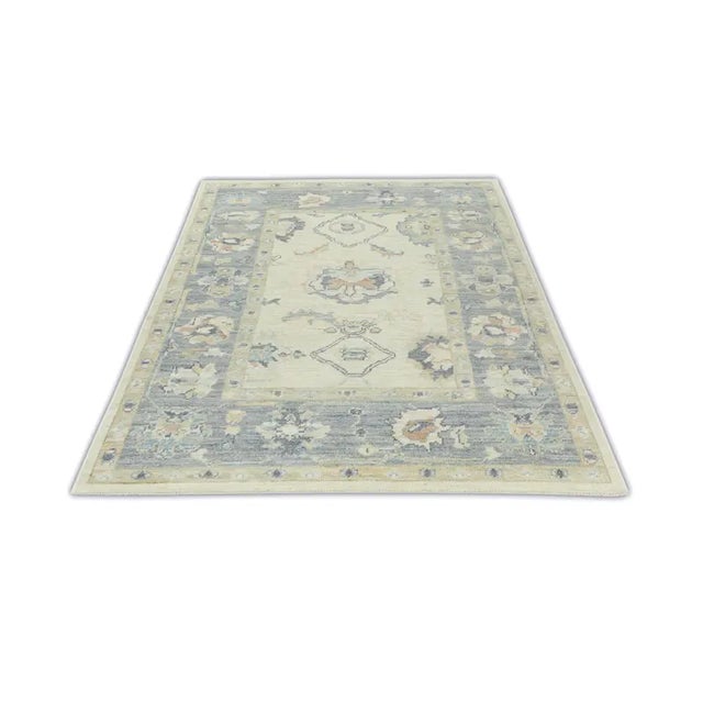 Early 21st Century Turkish Oushak Rug Modern Gray, Multicolor, Handwoven Rug 5'1" X 6'1" For Sale - Image 5 of 7