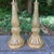 Pair of vintage Barovier & Toso Murano aventurine attributed art glass table lamps with sculptural fluted bases. Newly...