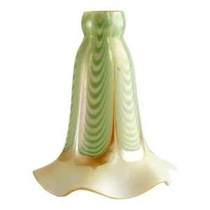American Steuben Art Nouveau Glass Green Drag Loop Lily Lamp Shade