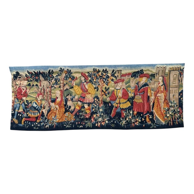 Vintage French Screen Printed Tapestry, 1970s For Sale