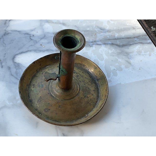 English Mid 19th Century Early Brass Push Up Candle Stand For Sale - Image 3 of 4