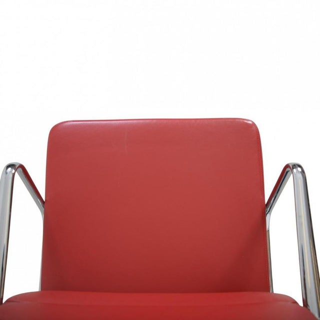 EA-208 Chair in Red Leather by Charles Eames, 2005 For Sale - Image 6 of 15