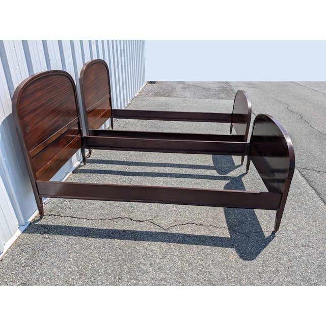 Brown Pair of Early-20th Century French Louis XV Style Twin Bed Frames For Sale - Image 8 of 14