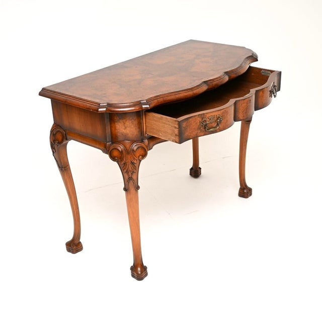 Antique Burr Walnut Console Table by Beresford and Hicks, 1920 For Sale - Image 3 of 11