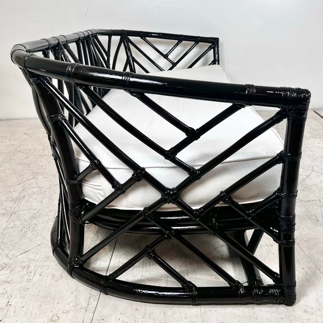 Vintage Rattan Chinese Chippendale Sofa For Sale - Image 4 of 10
