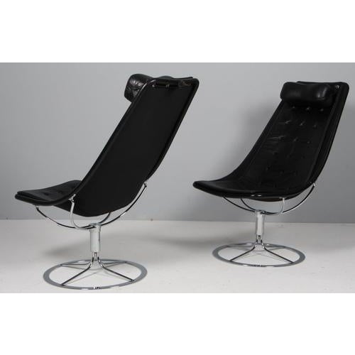 2000 - 2009 Jetson Lounge Chairs with Black Leather by Bruno Mathsson, 2000s, Set of 2 For Sale - Image 5 of 7