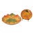 Vintage Portugal Majolica Grape Leaf/Cabbage Leaf Serving Bowl or Charger Along With Creative Co Op Mini 5” Turkey Plate (6”) Thanksgiving Abundance For Sale