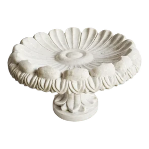 White Marble Lotus Bird Bath