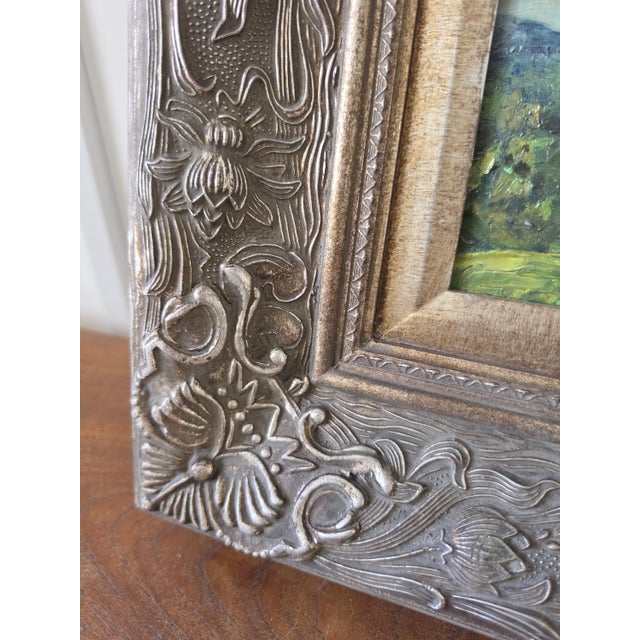 Late 20th Century Original Landscape Oil Painting in Ornate Carved Wood Frame, Impressionist Countryside Artwork, Cottage Wall Decor, Nature Art For Sale - Image 10 of 13