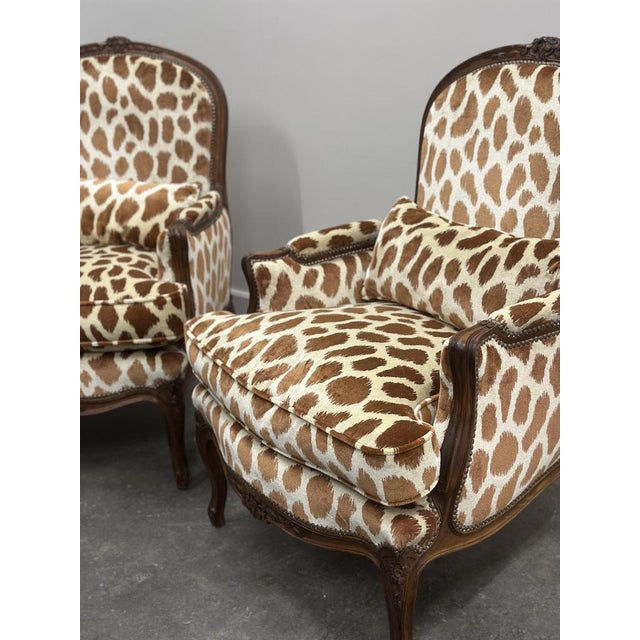 Louis XV Style Armchairs in Giraffe Velvet Upholstery, France, 1950s, Set of 2 For Sale - Image 10 of 16