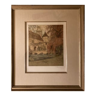 1980s Etching “Schloss Pottenbrunn” Signed by Josef Eidenberger - Framed For Sale