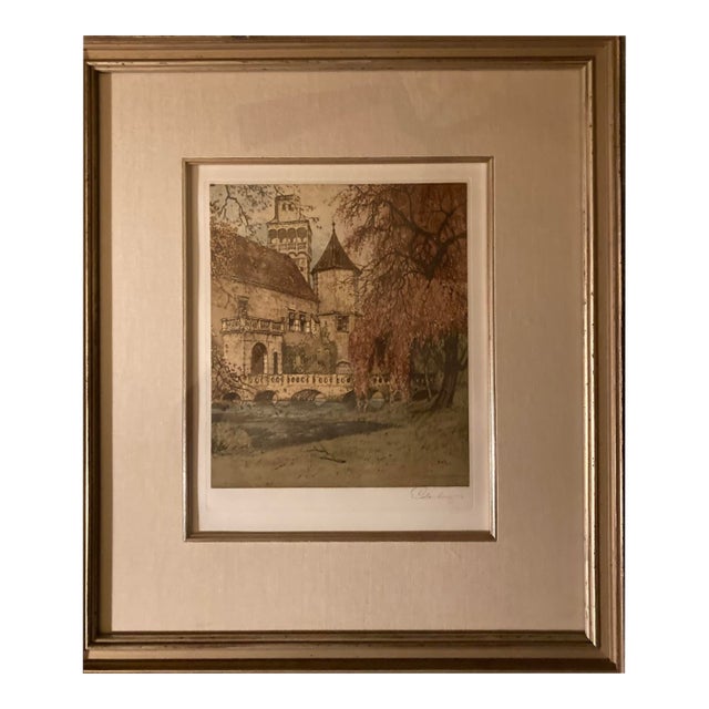 1980s Etching “Schloss Pottenbrunn” Signed by Josef Eidenberger - Framed For Sale